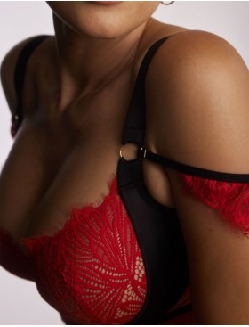 Мягкий кружевной бюстгальтер Kinga SANDRA 1124-SC, Цвет: красный+черный, Размеры: 85D, изображение 3