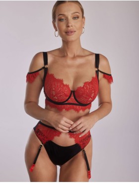 Трусы с пажами для чулок Kinga SANDRA 1124/2-B, Цвет: черный+красный, Размеры: S, изображение 3