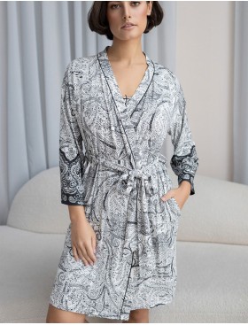 Халат трикотажный Mia-Amore LUCIA 1913, Цвет: молочный+узор, Размеры: L/XL, изображение 3