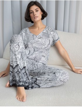 Комплект из трикотажной вискозы Mia-Amore LUCIA 1916, Цвет: молочный+узор, Размеры: 4XL