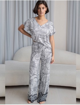 Комплект из трикотажной вискозы Mia-Amore LUCIA 1916, Цвет: молочный+узор, Размеры: 4XL, изображение 3