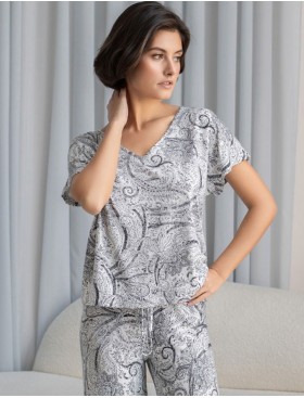 Комплект из трикотажной вискозы Mia-Amore LUCIA 1916, Цвет: молочный+узор, Размеры: 4XL, изображение 4