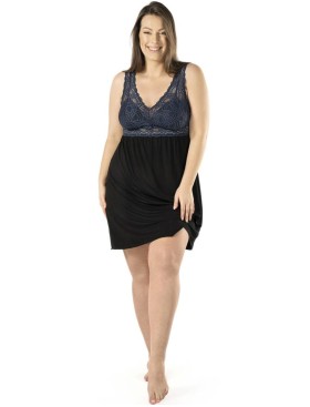 Сорочка с кружевным лифом Mefemi DEBORA черный+индиго, Цвет: черный+индиго, Размеры: 4XL, изображение 2