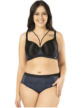 Бюстгальтер минимайзер Mefemi DEBORA U minimizer индиго, Цвет: черный+индиго, Размеры: 80E, изображение 4