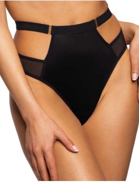 Высокие трусы стринги MAT DENISE S-0201-4-1 czarny, Цвет: черный, Размеры: XL