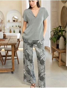 Комплект брюки и топ Mia-Amore AVELINA 5126, Цвет: черно-белый, Размеры: XL