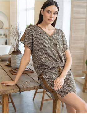 Комплект из вискозы с шёлком Mia-Amore DONNA 5132, Цвет: коричневый, Размеры: L