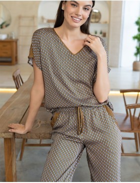 Пижама комплект топ+брюки Mia-Amore DONNA 5135, Цвет: коричневый, Размеры: 4XL