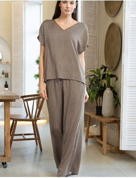 Пижама комплект топ+брюки Mia-Amore DONNA 5135, Цвет: коричневый, Размеры: 4XL, изображение 3