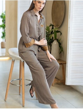 Пижама комплект жакет+брюки Mia-Amore DONNA 5136, Цвет: коричневый, Размеры: 4XL