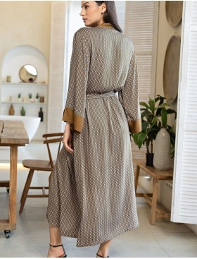 Длинный халат из вискозы с шёлком Mia-Amore DONNA 5139, Цвет: коричневый, Размеры: L/XL, изображение 2