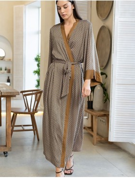 Длинный халат из вискозы с шёлком Mia-Amore DONNA 5139, Цвет: коричневый, Размеры: L/XL, изображение 4