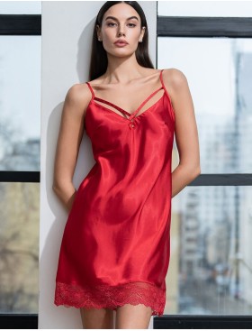 Короткая атласная сорочка Mia-Amore MARY 7430 красный, Цвет: красный, Размеры: 2XL