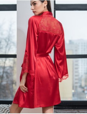 Атласный халат-кимоно Mia-Amore MARY 7433 красный, Цвет: красный, Размеры: 2XL/3XL, изображение 2