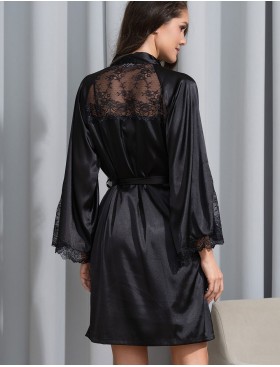 Атласный халат-кимоно Mia-Amore MARY 7433 черный, Цвет: черный, Размеры: S/M, изображение 2