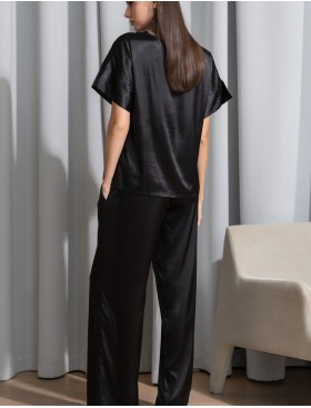 Атласная пижама с широкими брюками Mia-Amore MARY 7436 черный, Цвет: черный, Размеры: S, изображение 2