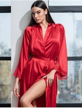 Длинный атласный халат Mia-Amore MARY 7439 красный, Цвет: красный, Размеры: 2XL/3XL, изображение 5