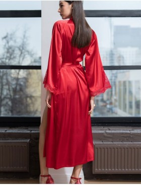 Длинный атласный халат Mia-Amore MARY 7439 красный, Цвет: красный, Размеры: 2XL/3XL, изображение 2
