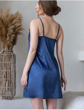 Сорочка короткая атласная Mia-Mella VISANTIA 9330, Цвет: темно-синий, Размеры: M, изображение 2