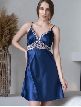 Атласная сорочка на бретелях Mia-Mella VISANTIA 9331, Цвет: темно-синий, Размеры: L, изображение 4