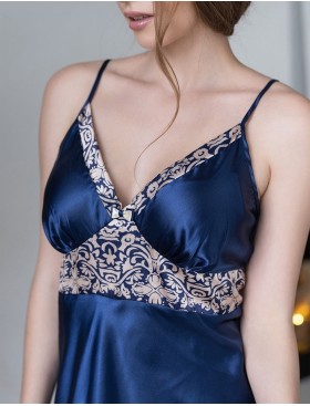Атласная сорочка на бретелях Mia-Mella VISANTIA 9331, Цвет: темно-синий, Размеры: L, изображение 3