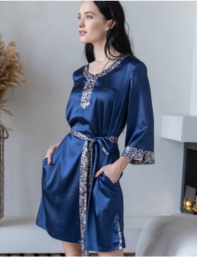 Атласное платье-туника Mia-Mella VISANTIA 9334, Цвет: темно-синий, Размеры: S/M