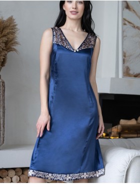 Атласная сорочка больших размеров Mia-Mella VISANTIA 9338, Цвет: темно-синий, Размеры: 3XL, изображение 3