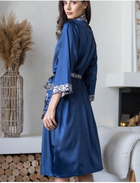 Халат кимоно атласный Mia-Mella VISANTIA 9339, Цвет: темно-синий, Размеры: 2XL/3XL, изображение 2