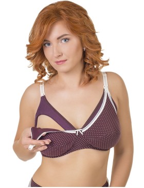 Хлопковый бюстгальтер для кормления Valmira 1123/C вино в крапинку, Цвет: вино в крапинку, Размеры: 85D, изображение 2