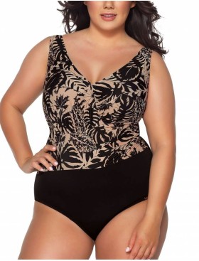 Купальник женский закрытый Ava SKJ 51 MOCCA, Цвет: чёрно-бежевый, Размеры: 75H, изображение 2