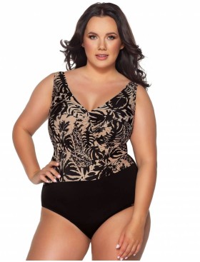 Купальник женский закрытый Ava SKJ 51 MOCCA, Цвет: чёрно-бежевый, Размеры: 75H, изображение 4