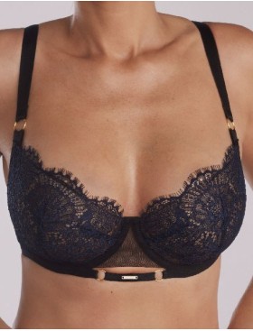 Кружевной бюстгальтер Kinga MOONSTONE 1116-SC темно-синий с черным, Цвет: темно-синий+черный, Размеры: 65H