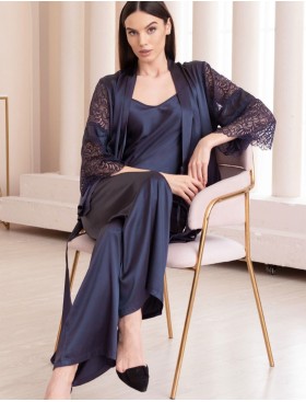 Костюм тройка из атласа и кружева Mia-Amore MISTY 7266 черника, Цвет: черника, Размеры: M