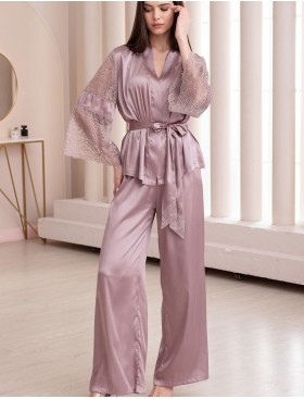 Костюм тройка из атласа и кружева Mia-Amore MISTY 7266 латте, Цвет: латте, Размеры: M