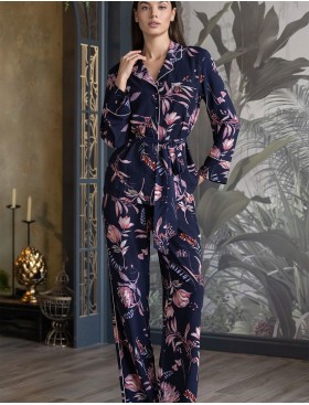 Пижама женская с брюками Mia-Amore NIGHT GARDEN 5196, Цвет: темно-синий, Размеры: 3XL, изображение 3