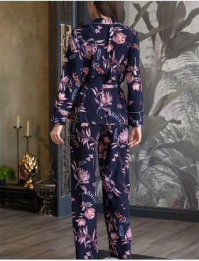 Пижама женская с брюками Mia-Amore NIGHT GARDEN 5196, Цвет: темно-синий, Размеры: 3XL, изображение 2