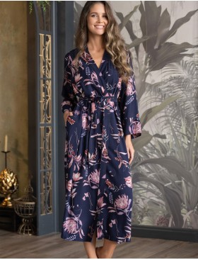 Длинный домашний халат Mia-Amore NIGHT GARDEN 5199, Цвет: темно-синий, Размеры: 4XL/5XL