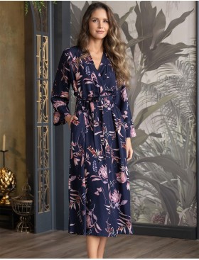 Длинный домашний халат Mia-Amore NIGHT GARDEN 5199, Цвет: темно-синий, Размеры: 4XL/5XL, изображение 3