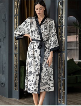 Длинный домашний халат Mia-Amore PERSEYA 7987, Цвет: черный принт, Размеры: L/XL, изображение 3