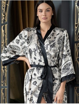 Длинный домашний халат Mia-Amore PERSEYA 7987, Цвет: черный принт, Размеры: L/XL, изображение 4