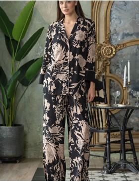 Пижама из тканой вискозы Mia-Amore RENE 5116, Цвет: цветы на черном, Размеры: L