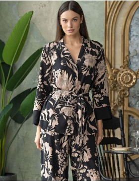 Пижама из тканой вискозы Mia-Amore RENE 5116, Цвет: цветы на черном, Размеры: L, изображение 3