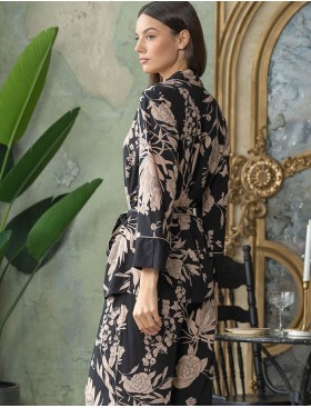 Пижама из тканой вискозы Mia-Amore RENE 5116, Цвет: цветы на черном, Размеры: L, изображение 2