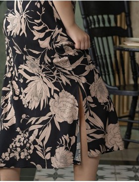 Длинная ночная сорочка Mia-Amore RENE 5118, Цвет: цветы на черном, Размеры: M, изображение 4