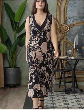 Длинная ночная сорочка Mia-Amore RENE 5118, Цвет: цветы на черном, Размеры: M, изображение 3