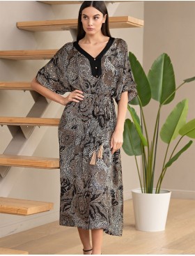 Домашнее платье из натурального шёлка Mia-Amore SELESTA 4041, Цвет: черный, Размеры: 6XL/7XL, изображение 3