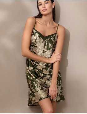 Шелковая сорочка с принтом Mia-Amore VITTORIA 5151 темный хаки, Цвет: темный хаки, Размеры: 2XL, изображение 4