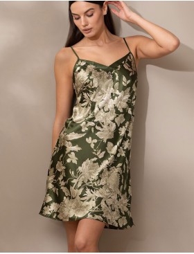 Шелковая сорочка с принтом Mia-Amore VITTORIA 5151 темный хаки, Цвет: темный хаки, Размеры: 2XL