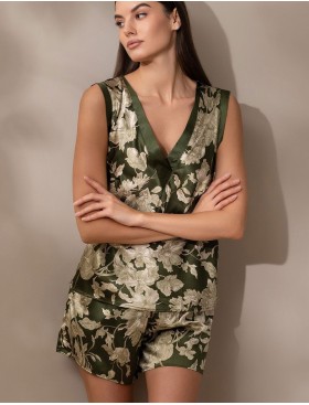 Шелковая пижама с принтом Mia-Amore VITTORIA 5152 темный хаки, Цвет: темный хаки, Размеры: L, изображение 3