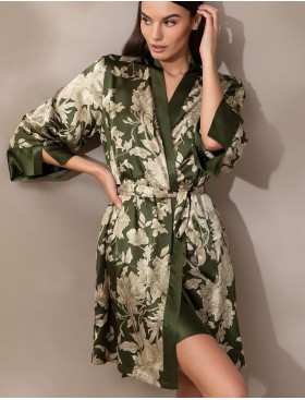 Шелковый халат с принтом Mia-Amore VITTORIA 5153 темный хаки, Цвет: темный хаки, Размеры: 2XL/3XL, изображение 3